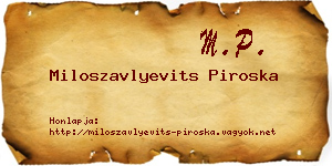 Miloszavlyevits Piroska névjegykártya