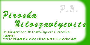 piroska miloszavlyevits business card